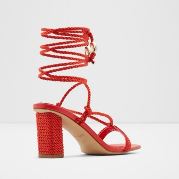 Aldo Red Stiletto Heels with Ankle Straps - Picture 3 of 5